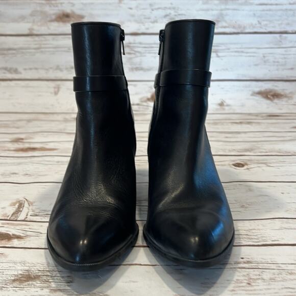 Anne Klein Black Leather Heeled Boots - Picture 7 of 12